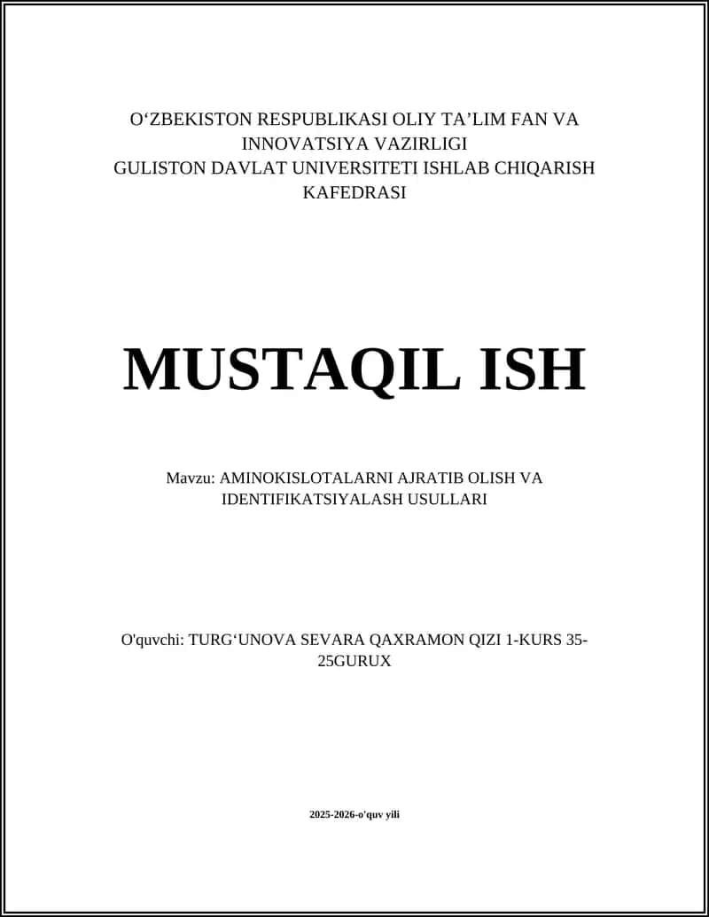 AMINOKISLOTALARNI AJRATIB OLISH VA IDENTIFIKATSIYALASH USULLARI 1