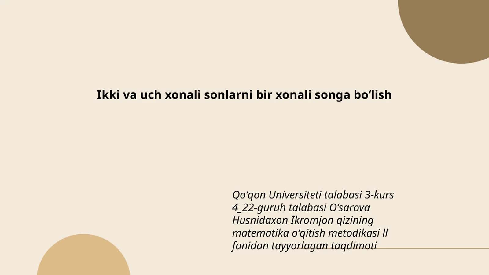 Matematika oʻqitish metodikasi 1