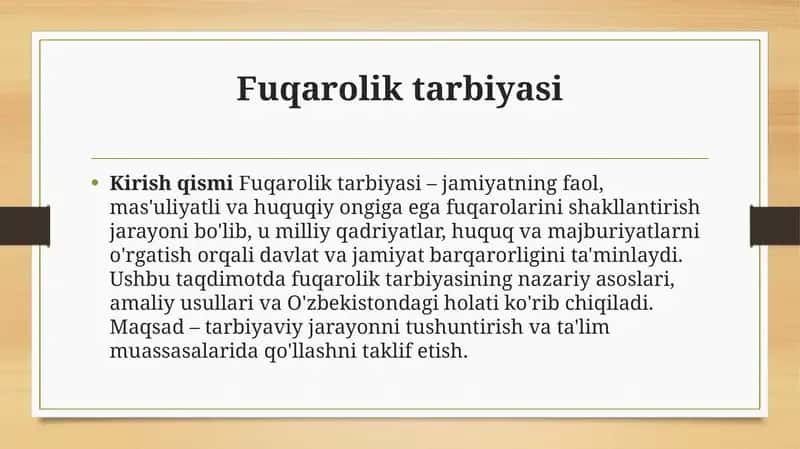 Fuqarolik tarbiyasi 1