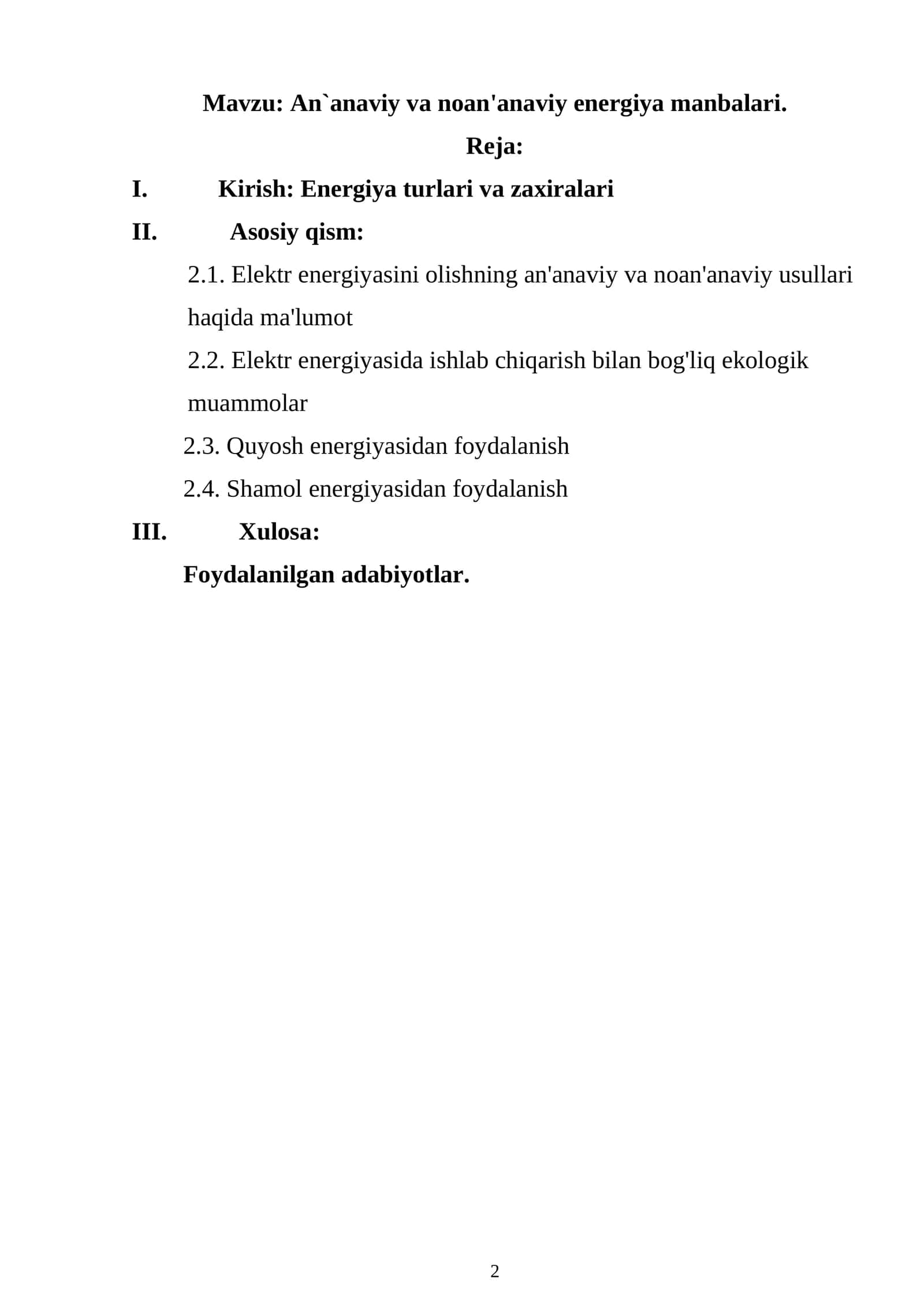 An`anaviy va noan'anaviy energiya manbalari 1