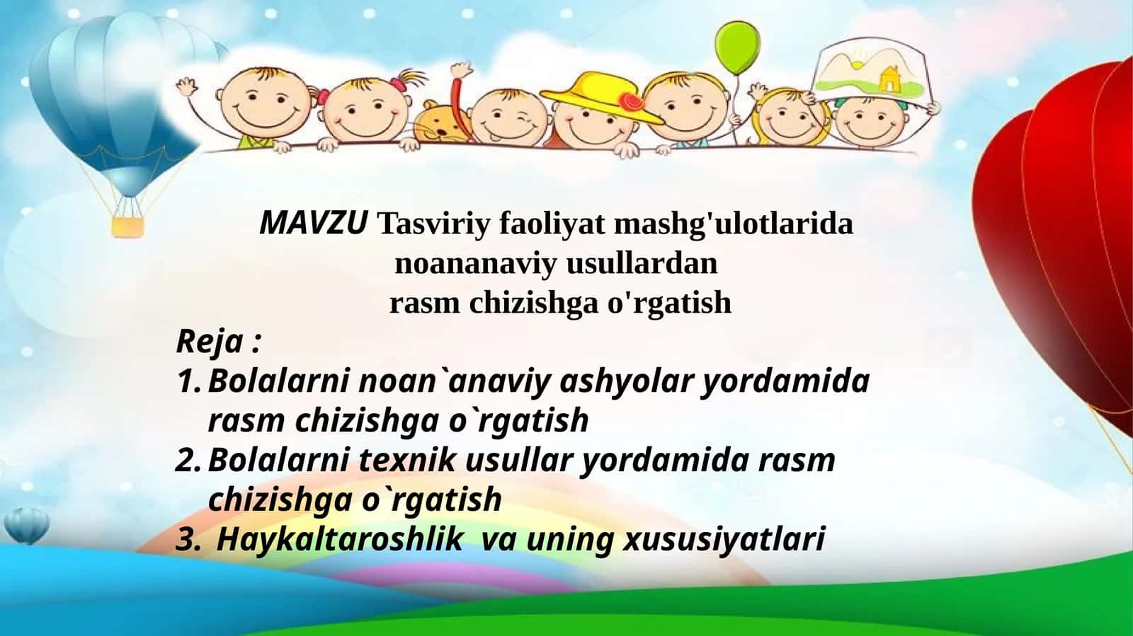 Tasviriy faoliyat mashg'ulotlarida noananaviy usullardan rasm chizishga o'rgatish 1