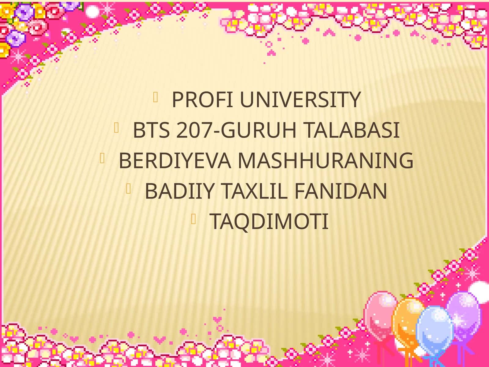 BADIIY TAXLIL FANIDAN TAQDIMOTI 1
