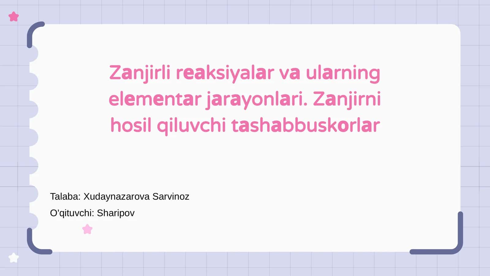 Zanjirli reaksiyalar vа ulаrning elеmеntаr jаrаyonlаri 1
