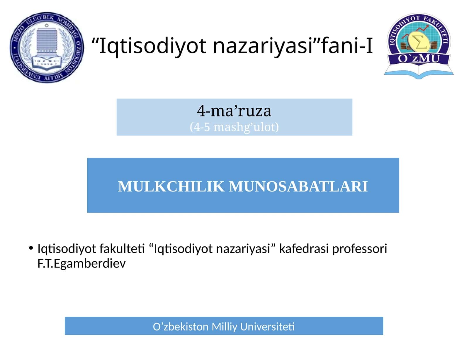 "Iqtisodiyot nazariyasi" fani-I 1