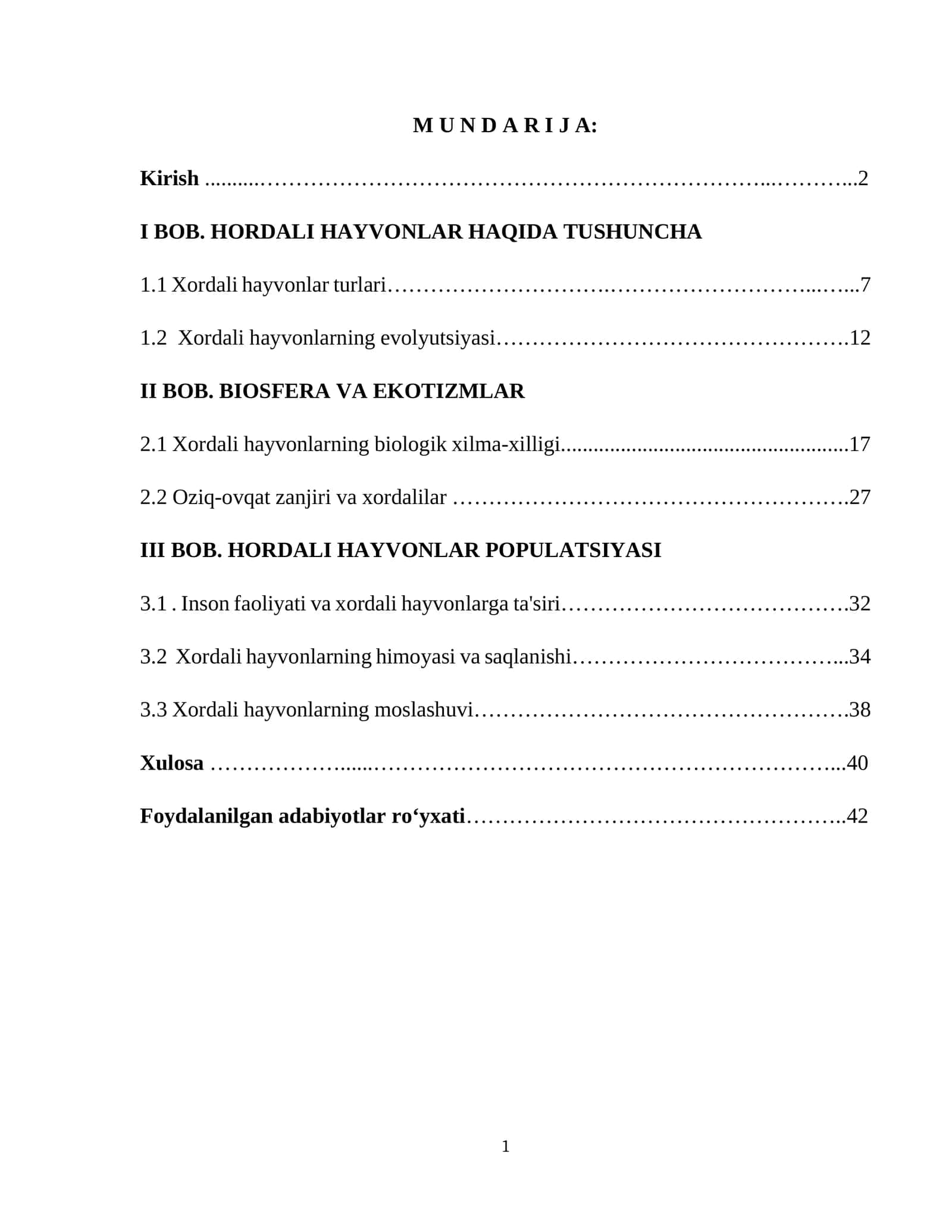 Xordali hayvonlar haqida tushuncha 1