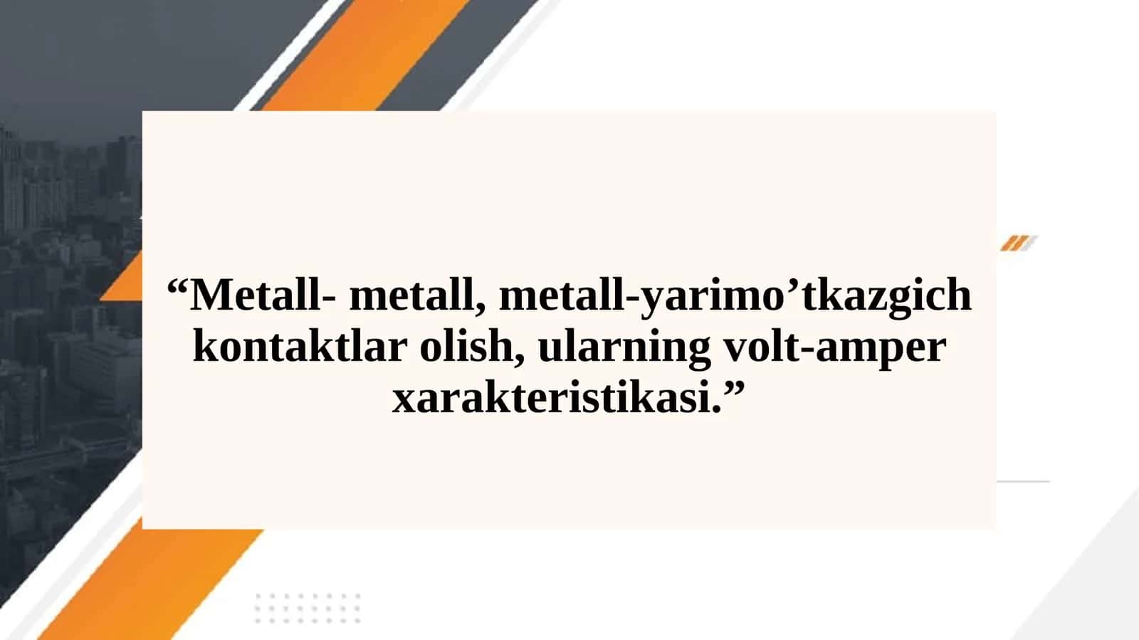 Metall-metall yarimo'tkazgich kontaktlar 1