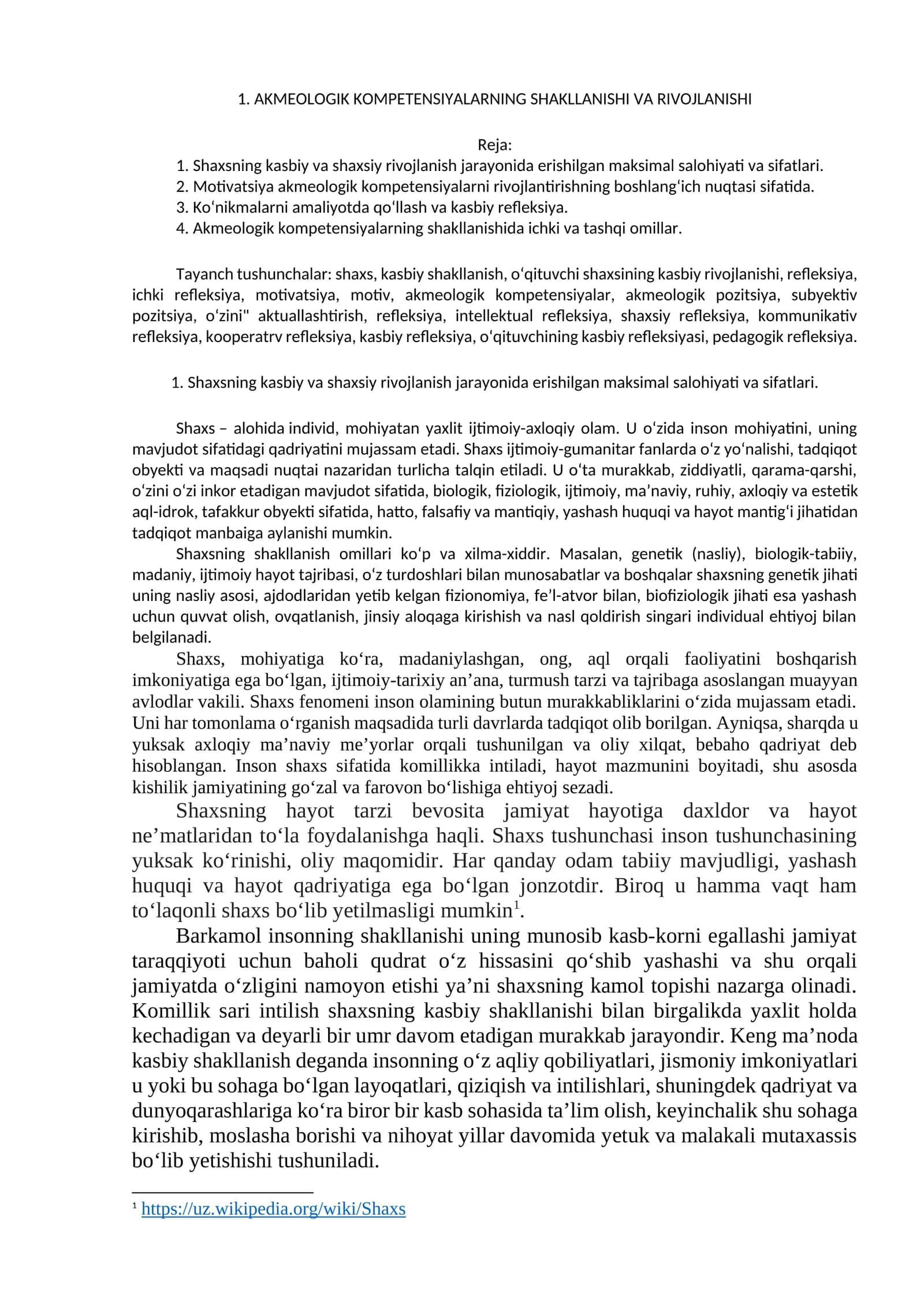 AKMEOLOGIK KOMPETENSIYALARNING SHAKLLANISHI VA RIVOJLANISHI 1