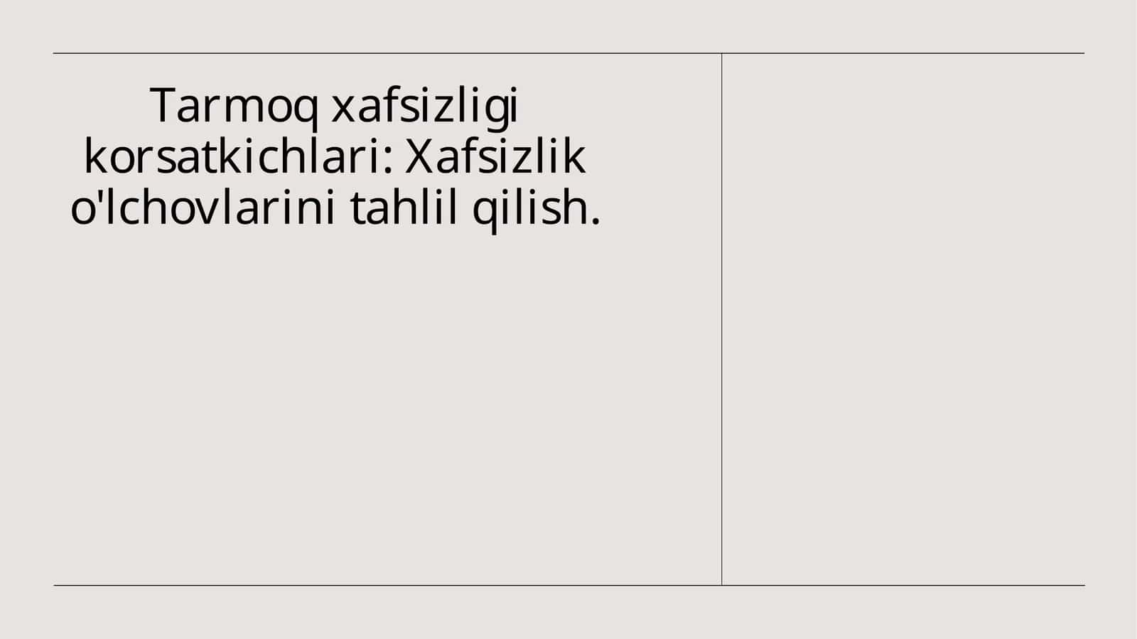 Tarmoq xavfsizligi ko'rsatkichlari 1