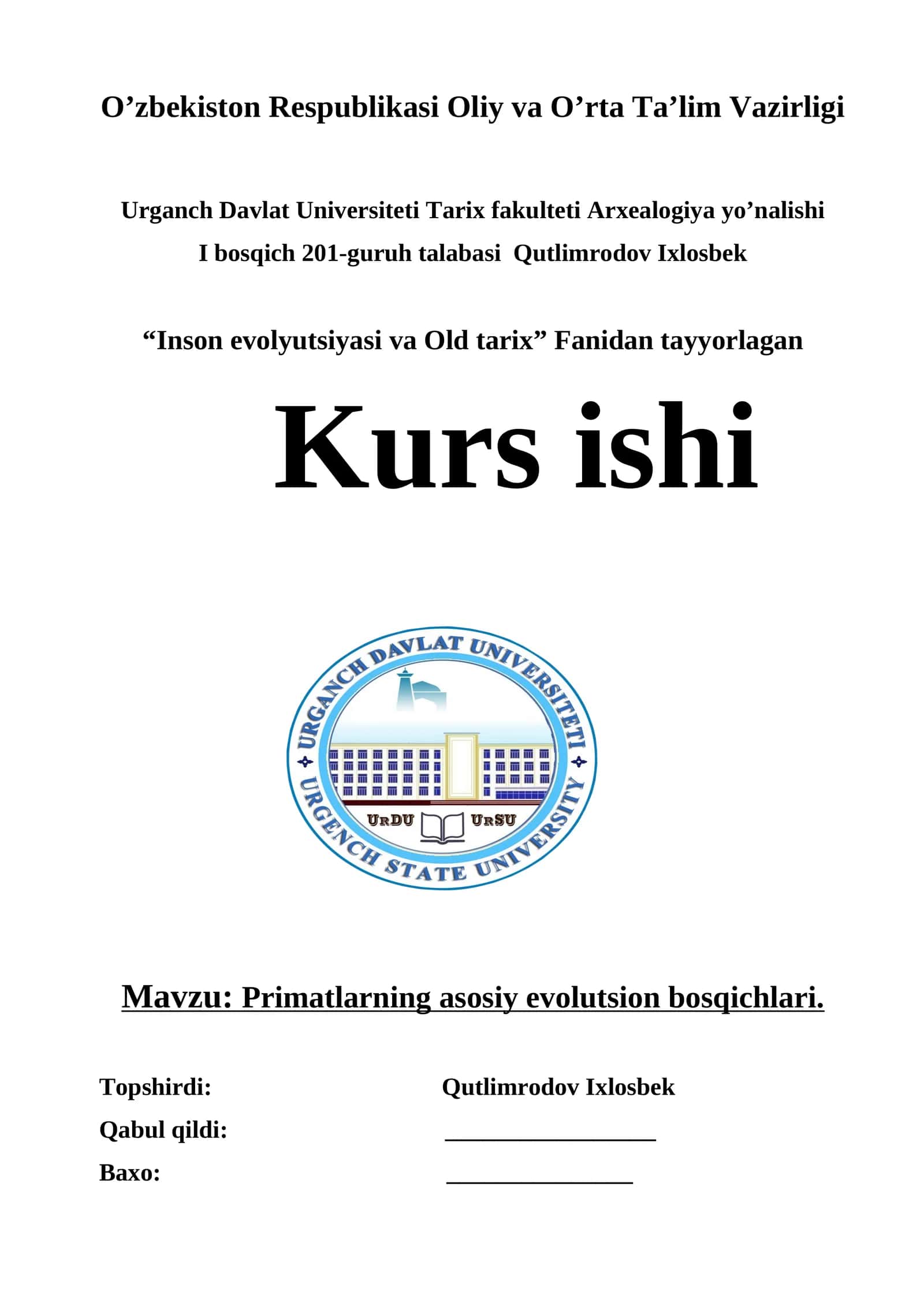 Primatlarning asosiy evolutsion bosqichlari 1