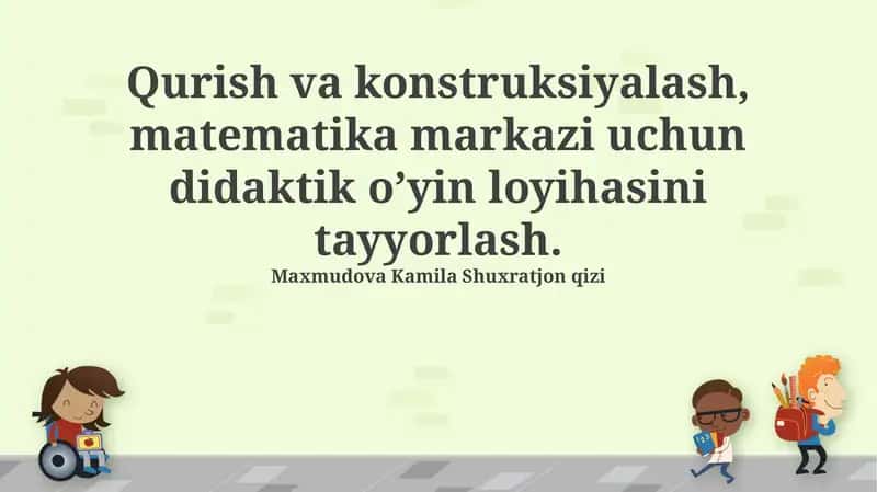 Matematika Markazi Uchun Didaktik O'yin Loyihasi 1