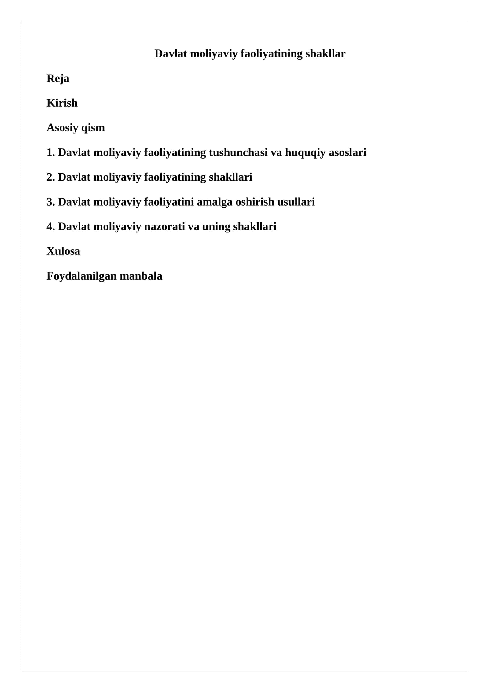 Davlat moliyaviy faoliyatining shakllar 1