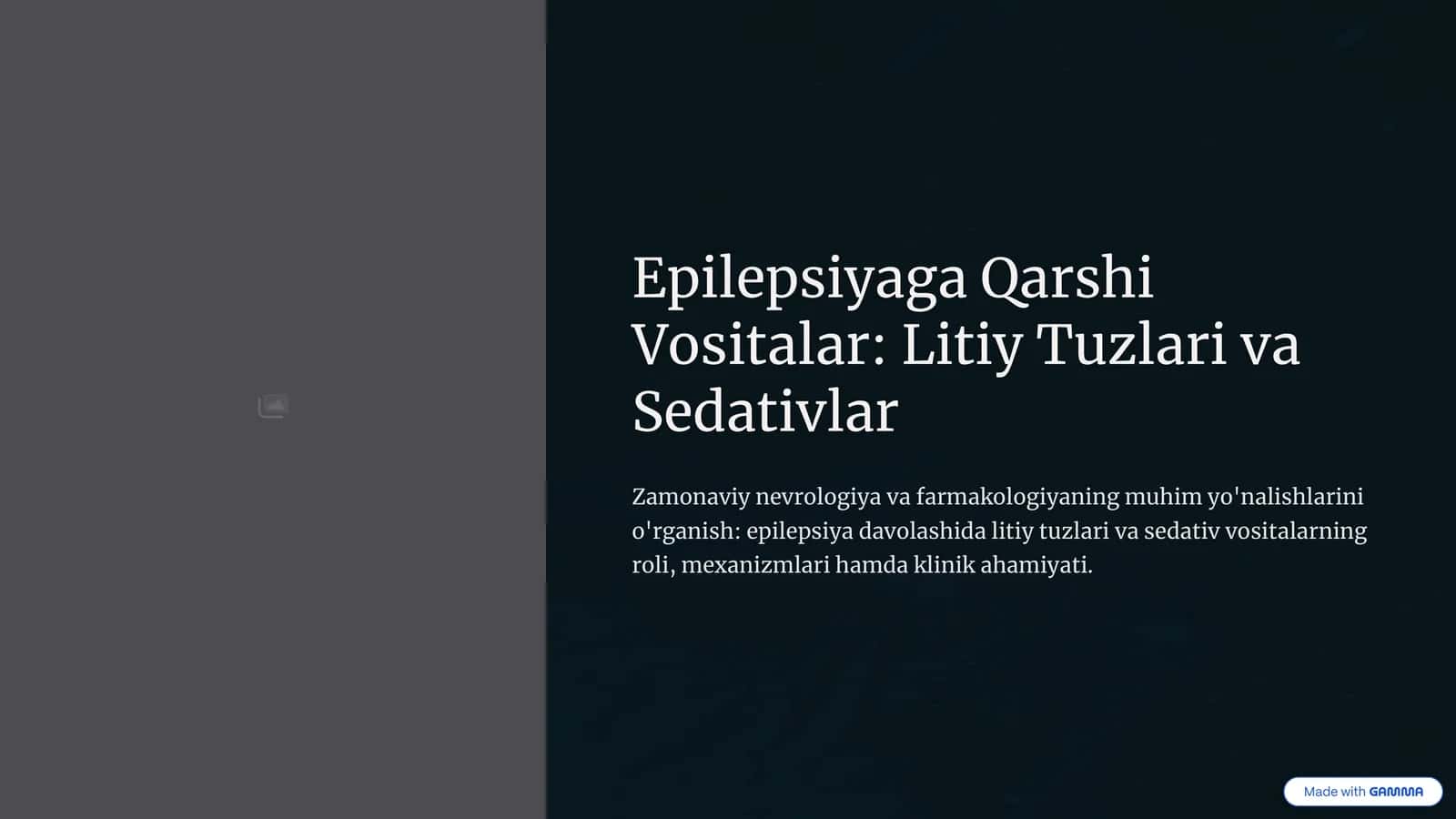 Epilepsiyaga Qarshi Vositalar: Litiy Tuzlari va Sedativlar 1