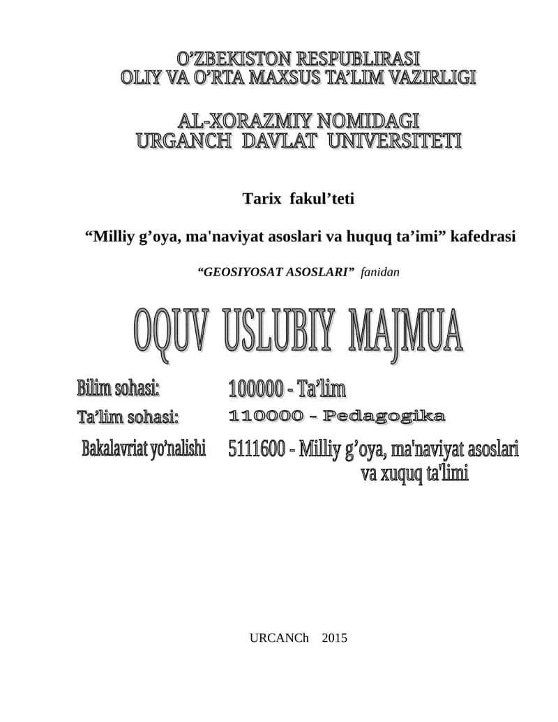 GEOSIYOSAT ASOSLARI 1
