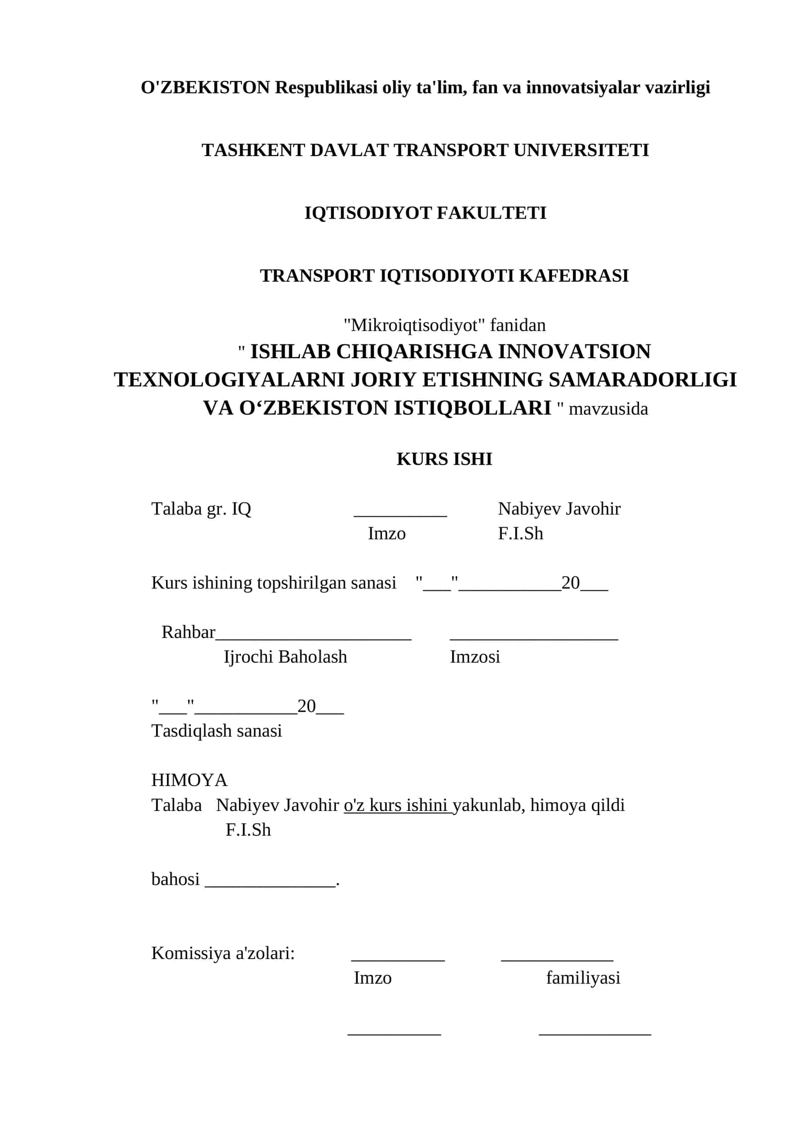 ISHLAB CHIQARISHGA INNOVATSION TEXNOLOGIYALARNI JORIY ETISHNING SAMARADORLIGI VA O‘ZBEKISTON ISTIQBOLLARI 1