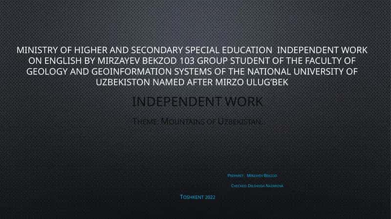Independent Work on English 1