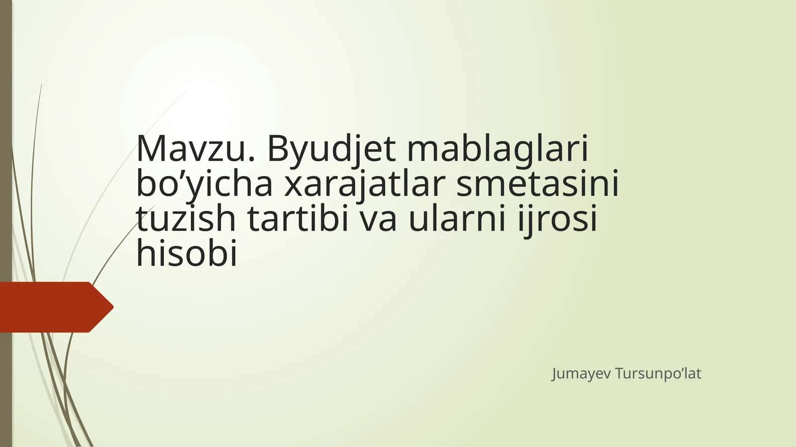 Byudjet mablag‘lari bo‘yicha xarajatlar smetasini tuzish tartibi va ularni ijrosi hisobi 1