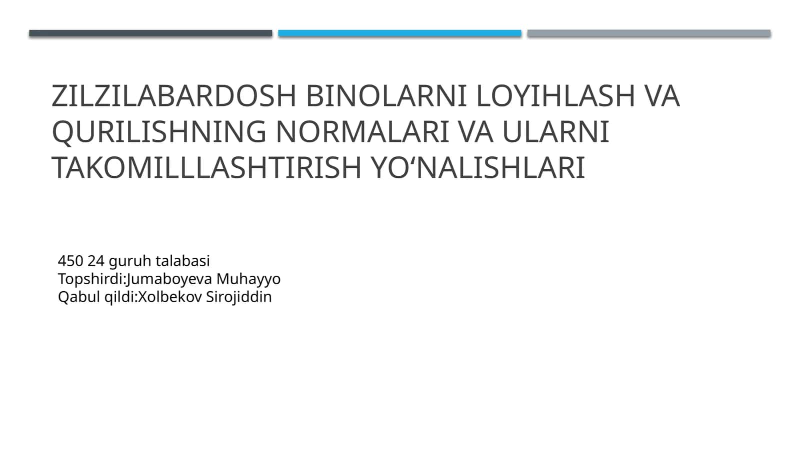 Zilzilabardosh binolarni loyihalash va qurilishning normalari va ularni takomillashtirish yoʻnalishlari 1