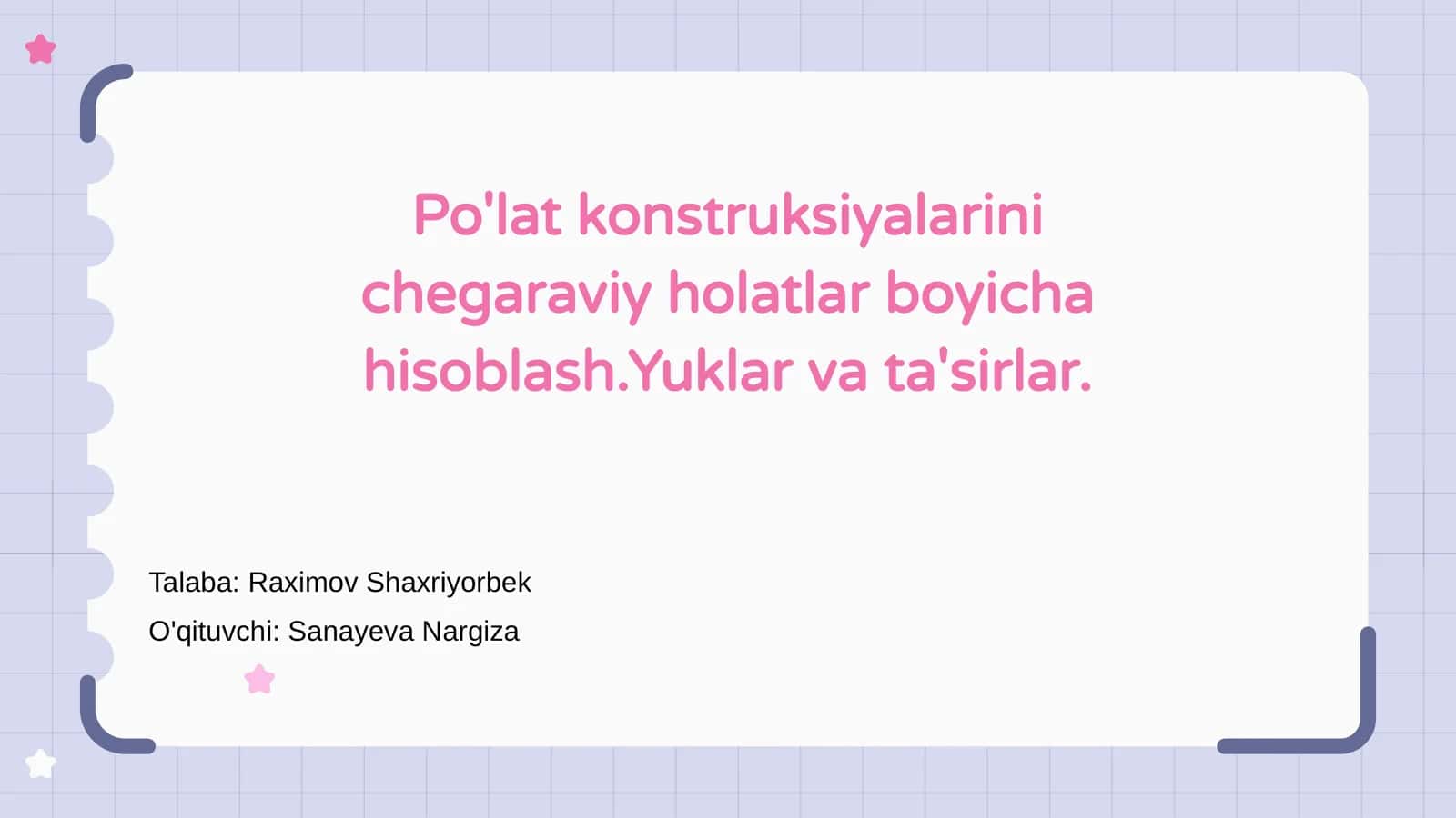 Po'lat konstruksiyalarini chegaraviy holatlar boyicha hisoblash 1