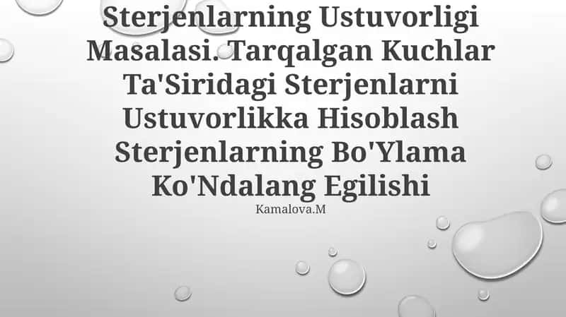Turli xil yuklanish sharoitlariga duchor bo'lgan tuzilmalarining harakatlarini tahlil qilish 1