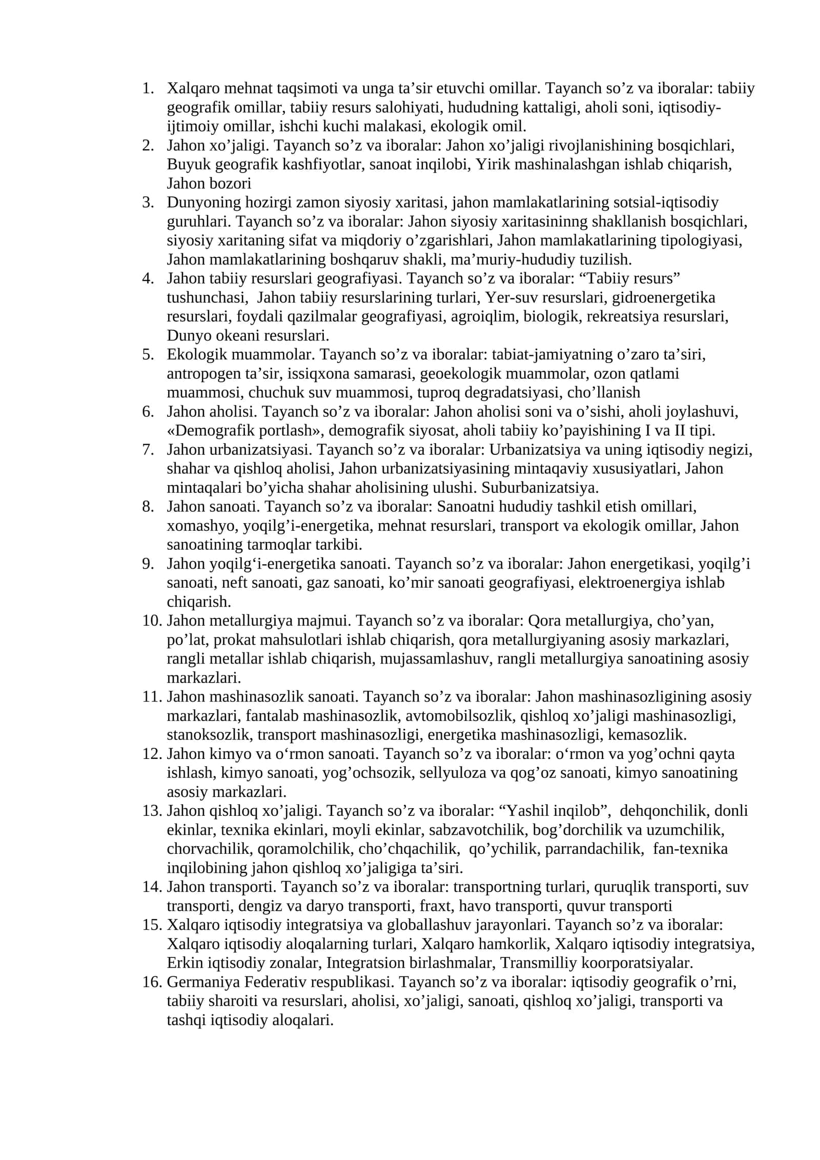 Jahon tabiiy resurslari geografiyasi 1