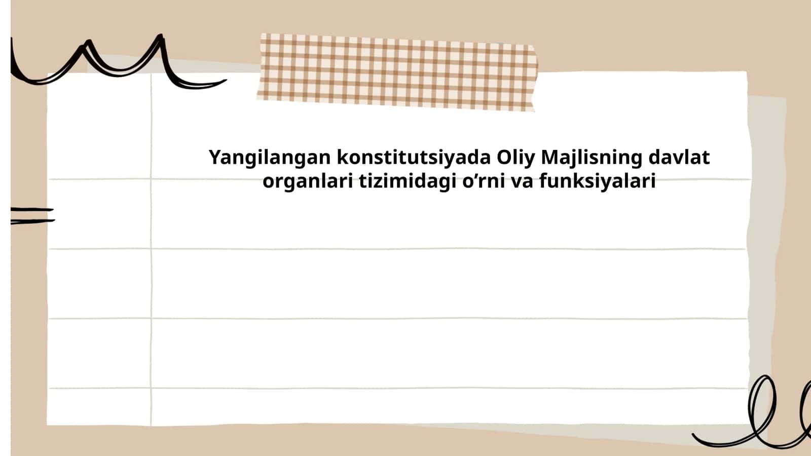 Yangilangan konstitutsiyada Oliy Majlisning davlat organlari tizimidagi o'rni va funksiyalari 1