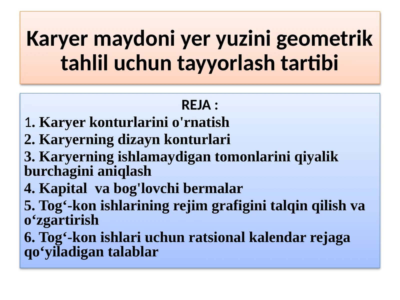 Karyermaydoniyeryuzinigeometriktahliluchuntayyorlashtartibi 1