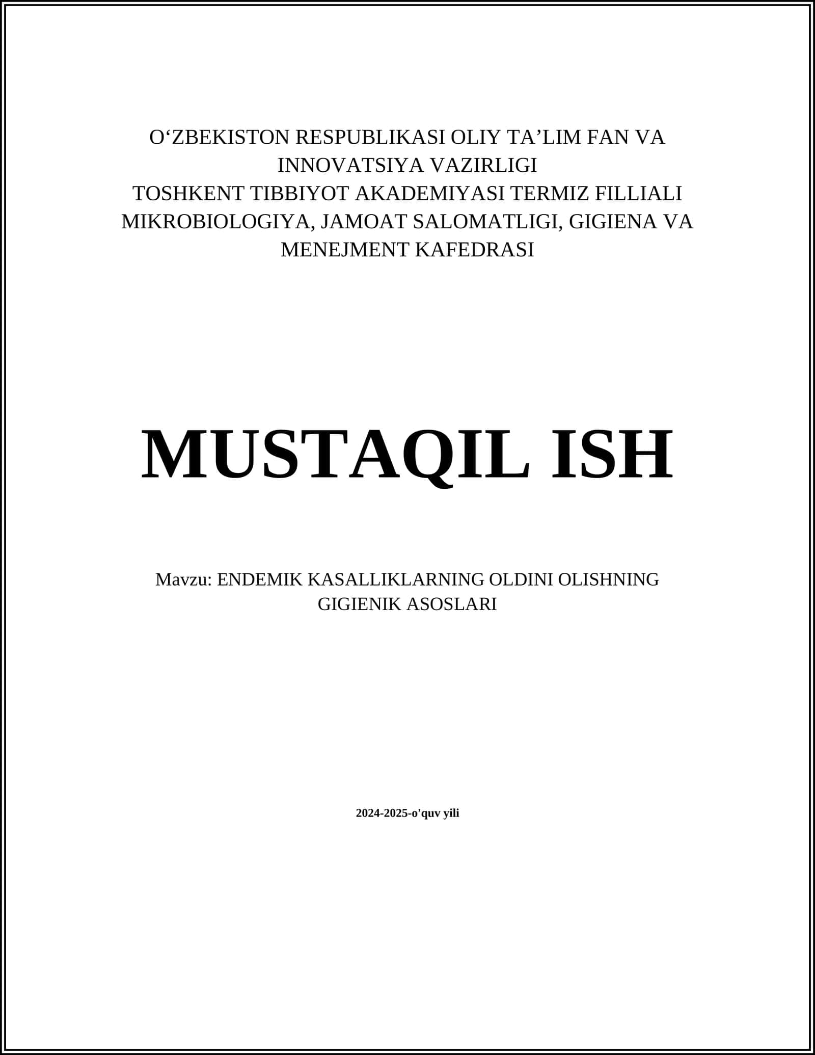 ENDEMIK KASALLIKLARNING OLDINI OLISHNING GIGIENIK ASOSLARI 1