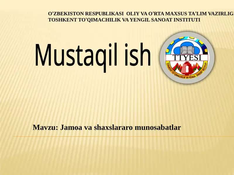 Jamoa va shaxslararo munosabatlar 1