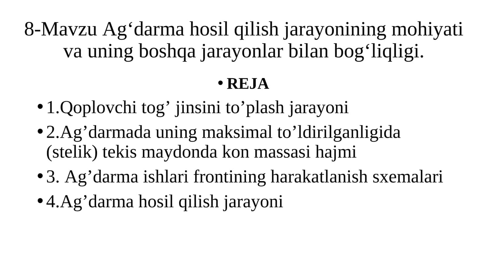 Ag‘darma hosil qilish jarayoni 1