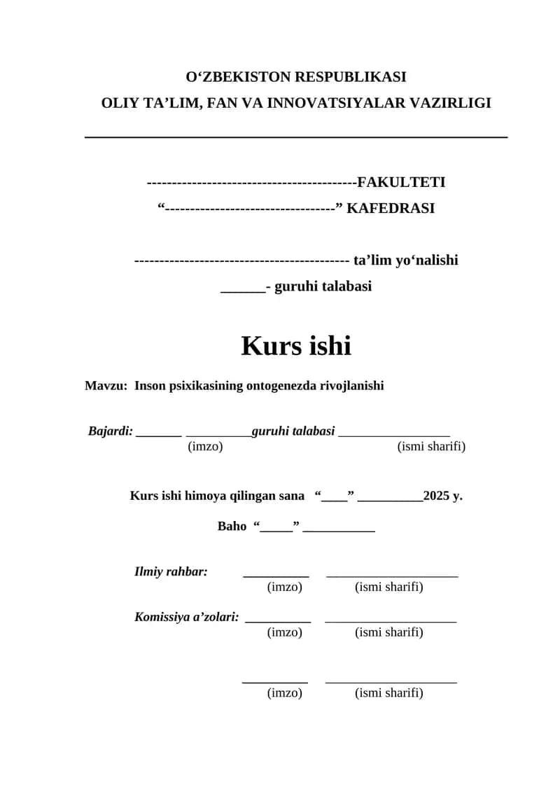 Inson psixikasining ontogenezda rivojlanishi 1