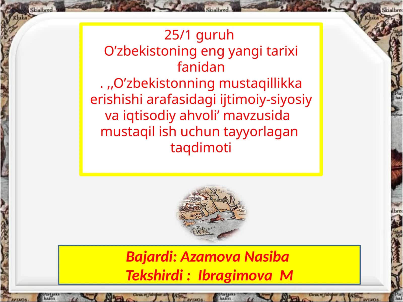 Mavzu: O'zbekistonning mustaqillikka erishishiarafasida Gijtmoiy-siyosiy va iqtisodiy holati 1