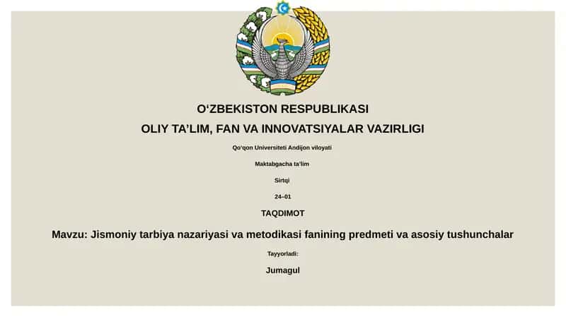 Jismoniy tarbiya nazariyasi va metodikasi 1