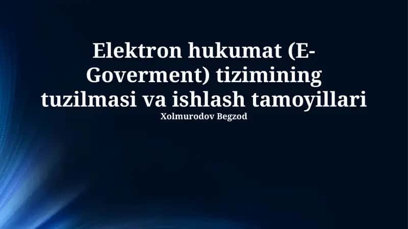 Elektron hukumat (E-Goverment) tizimining tuzilmasi va ishlash tamoyillari 1