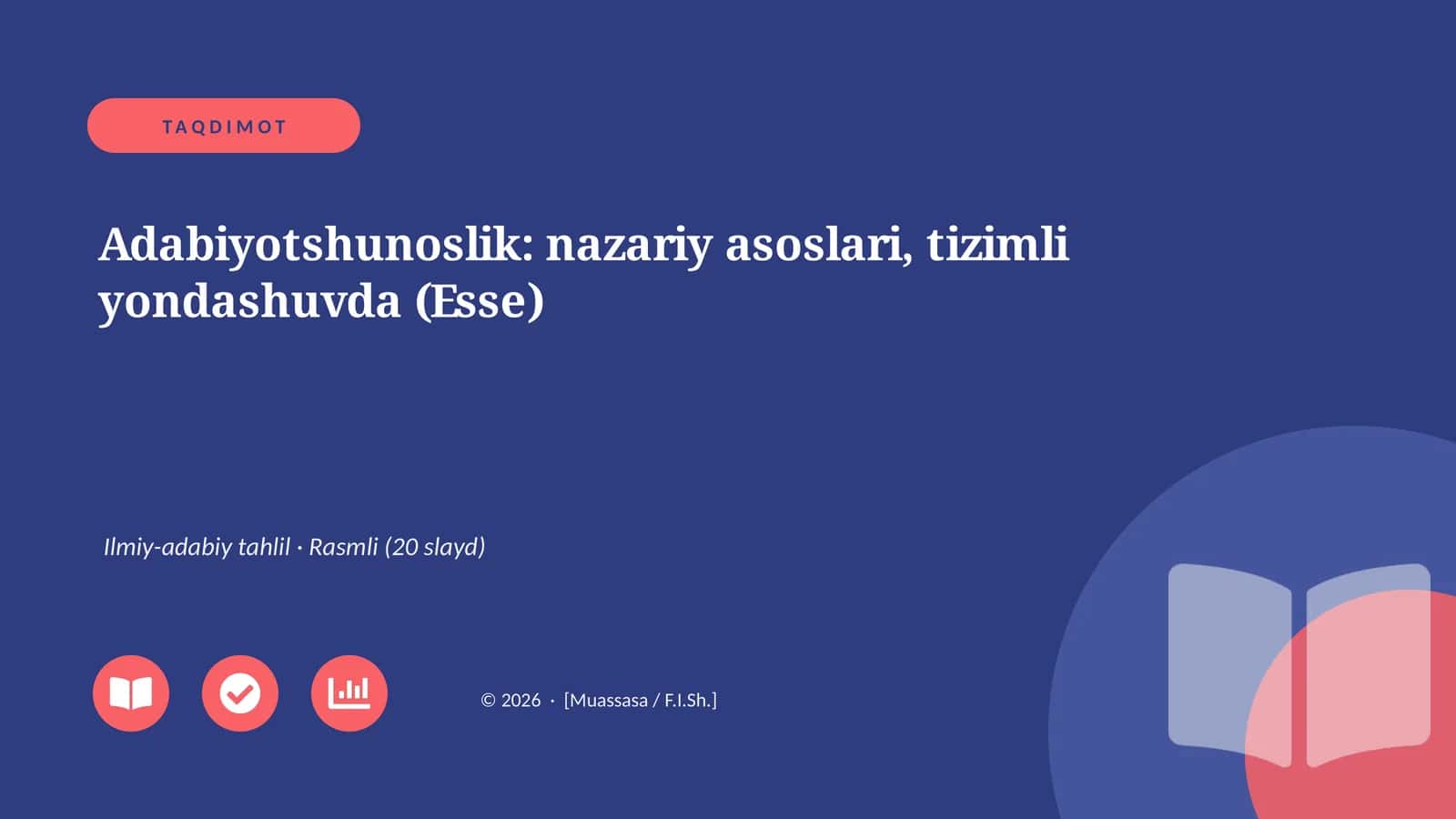 Adabiyotshunoslik: nazariy asoslari, tizimli yondashuvda (Esse) 1