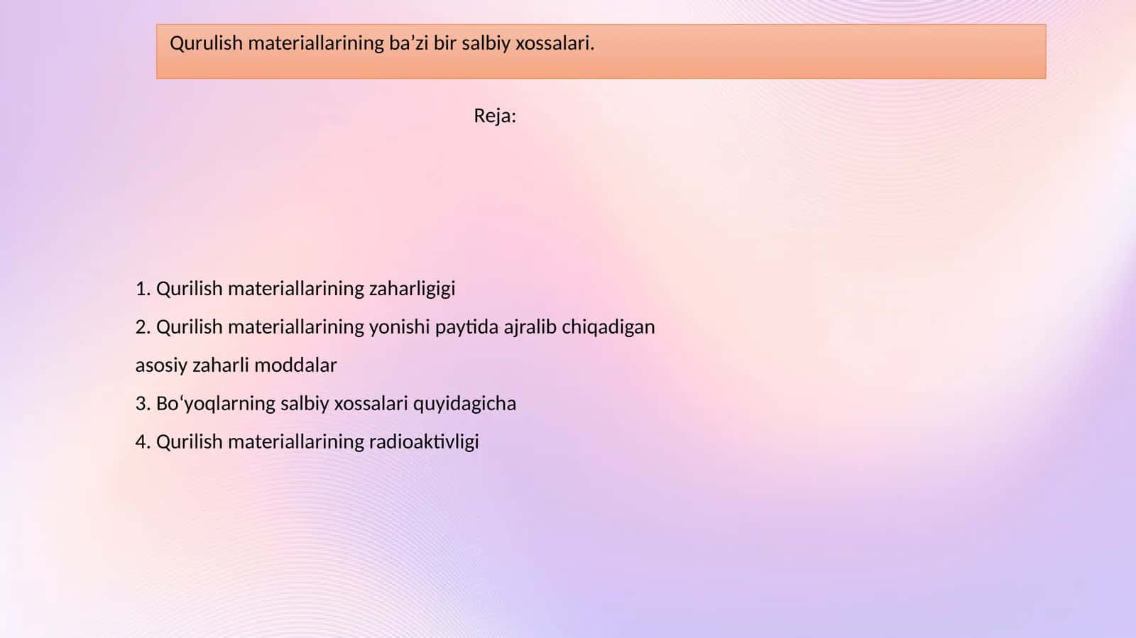 Qurulish materiallarining ba’zi bir salbiy xossalari 1