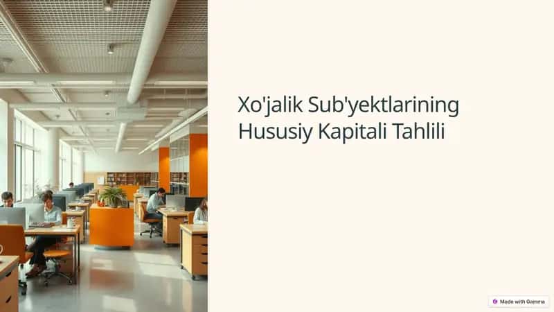 Xo'jalik Sub'yektlarining Hususiy Kapitali Tahlili 1