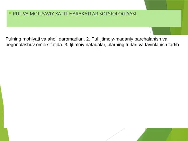 PUL VA MOLIYAVIY XATTI-HARAKATLAR SOTSIOLOGIYASI 1