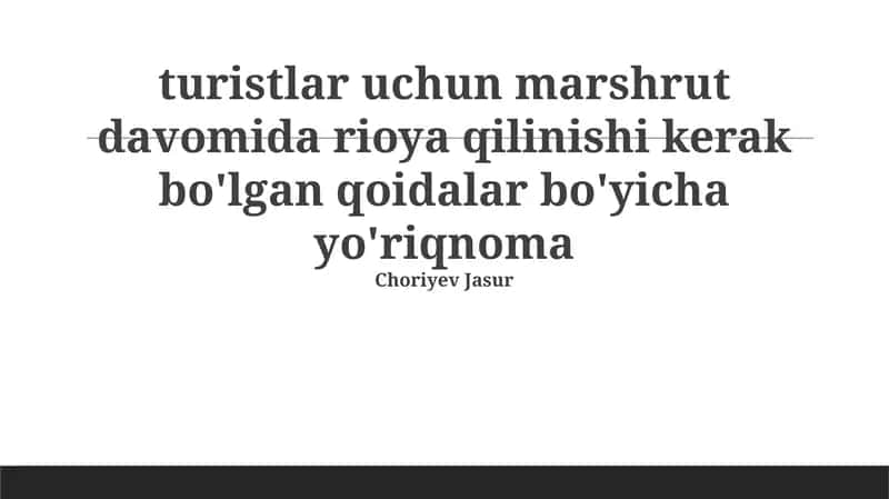 Marshrut Yo'riqnoma 1