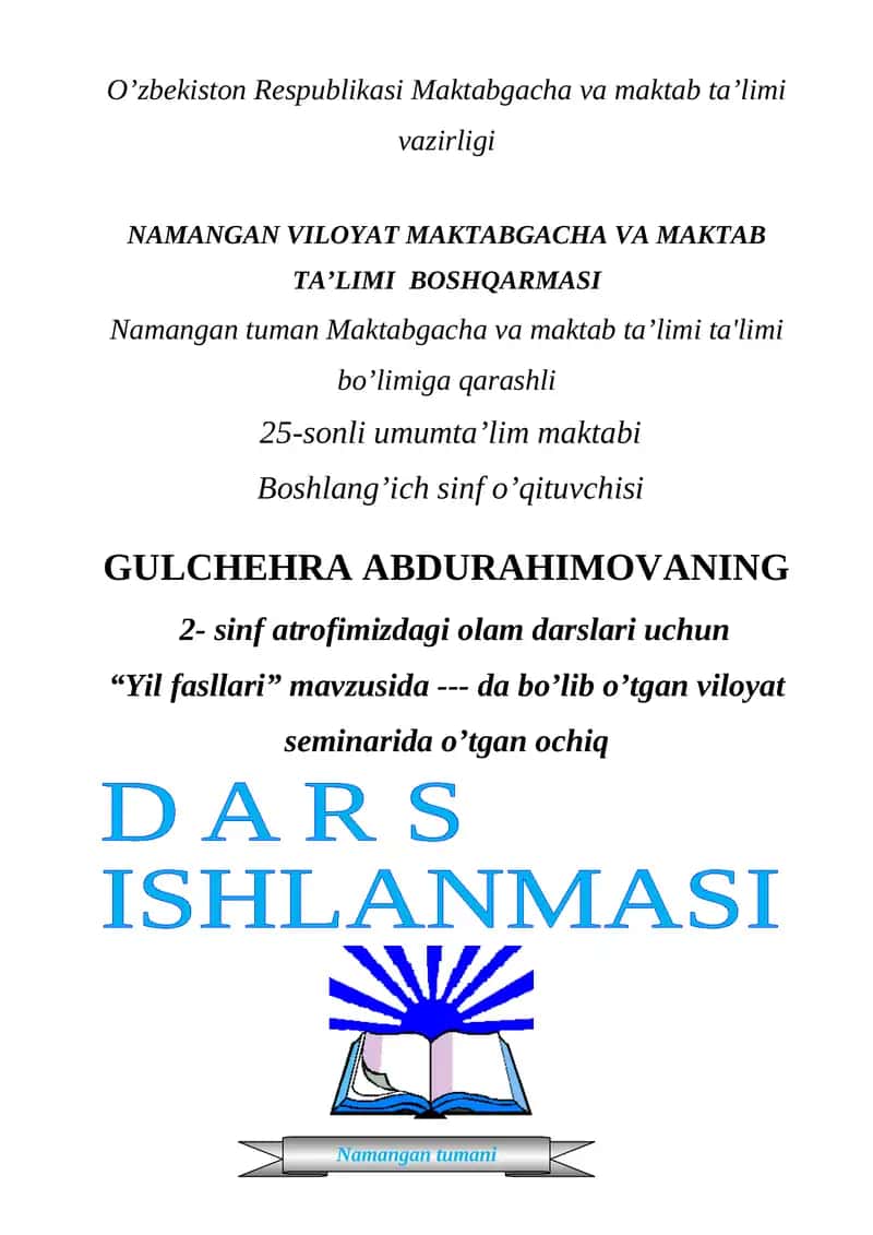 Yil fasllari dars ishlanmasi 1