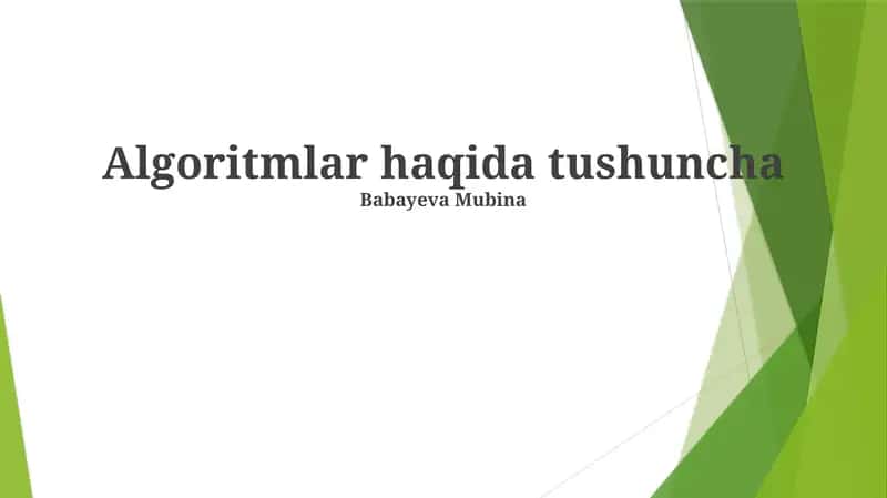 Algoritmlar haqida tushuncha 1