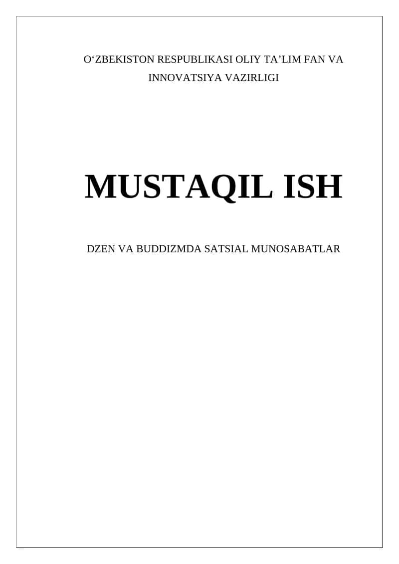 Dzen va Buddizmda Sotsial Munosabatlar 1