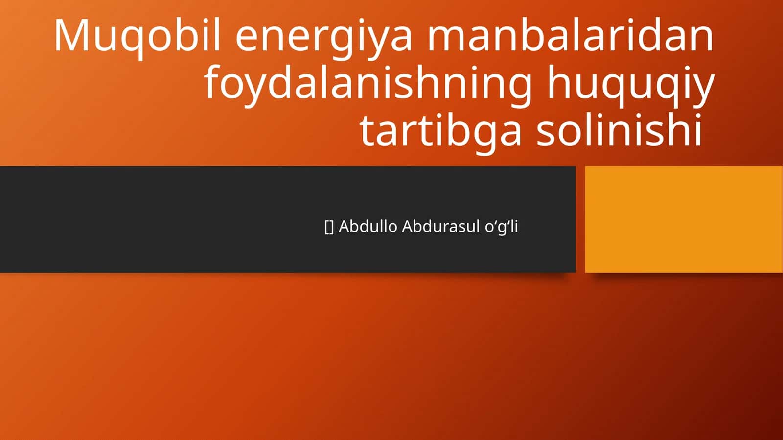 Muqobil energiya manbalaridan foydalanishning huquqiy tartibga solinishi 1
