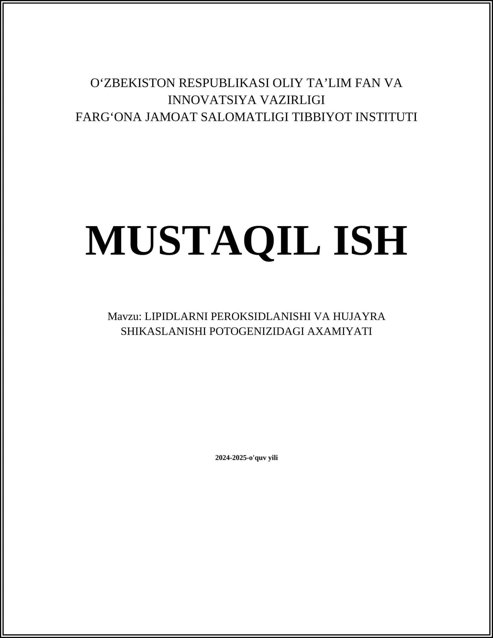 LIPIDLARNI PEROKSIDLANISHI VA HUJAYRA SHIKASLANISHI POTOGENIZIDAGI AXAMIYATI 1