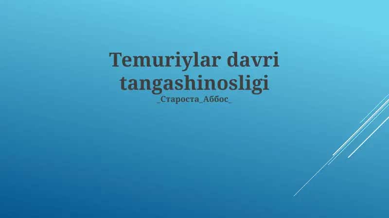 Temuriylar davri tangashinosligi 1