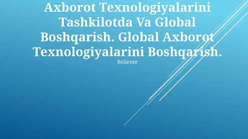 Axborot Texnologiyalarini Tashkilotda Va Global Boshqarish 1