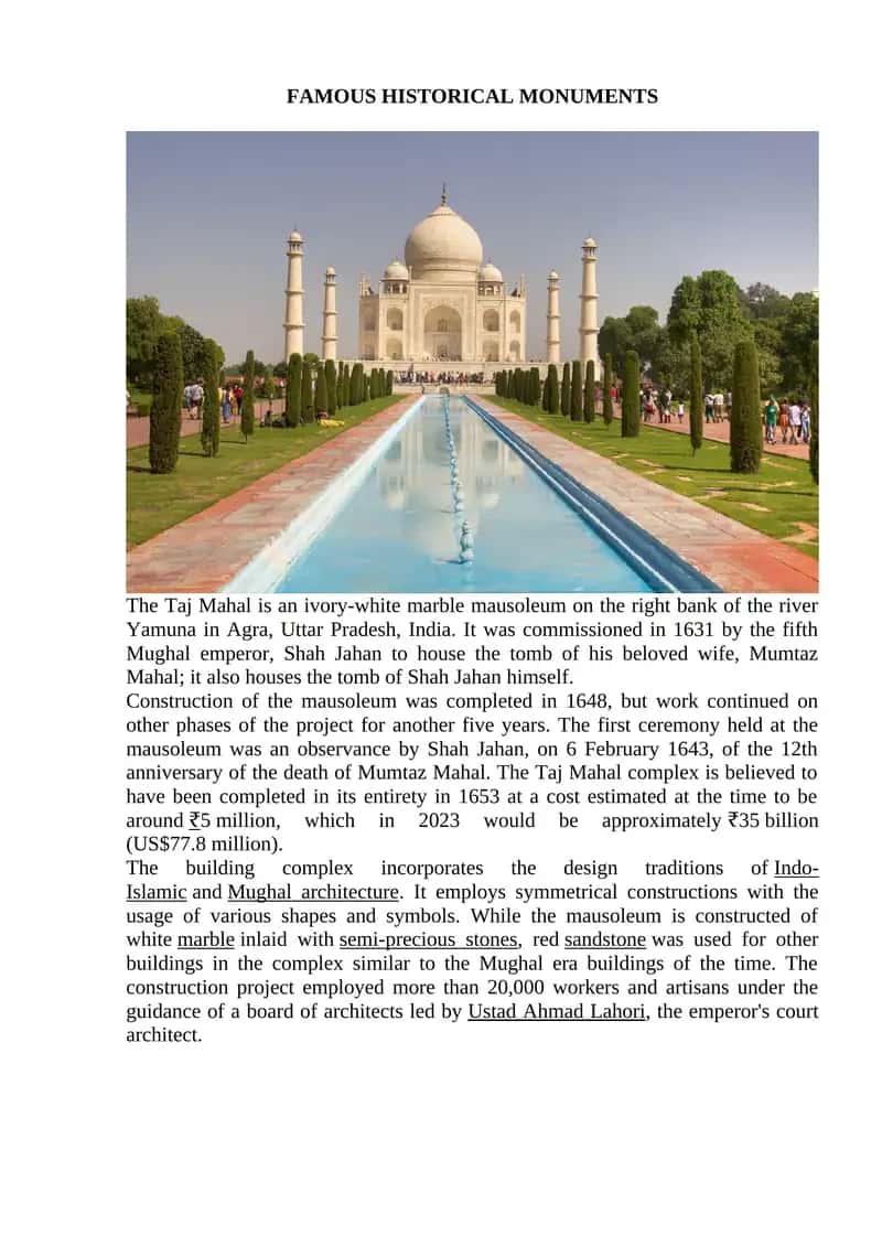 FAMOUS HISTORICAL MONUMENTS 1