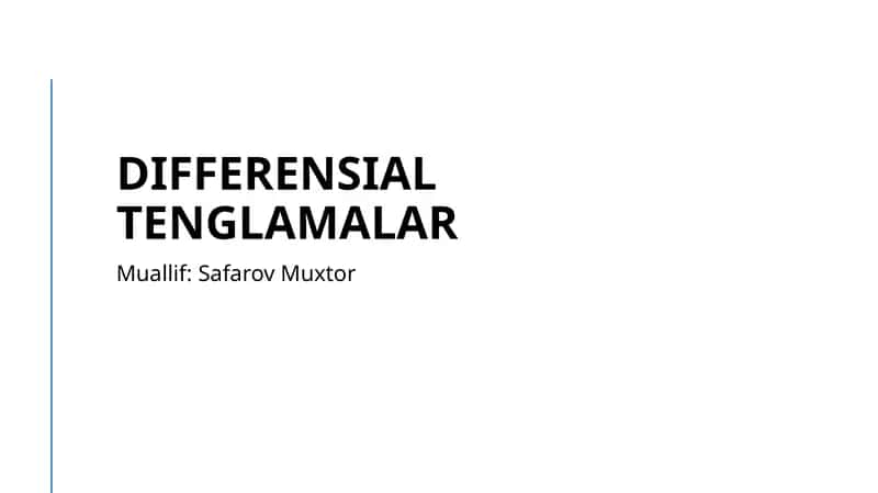 Differensial Tenglama 1