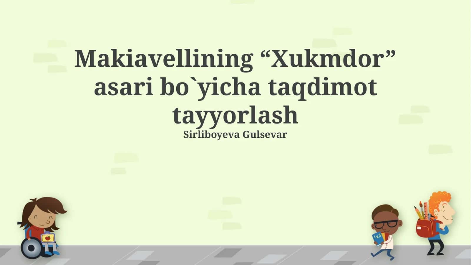 Makiavellining “Xukmdor” asari bo`yicha taqdimot tayyorlash 1