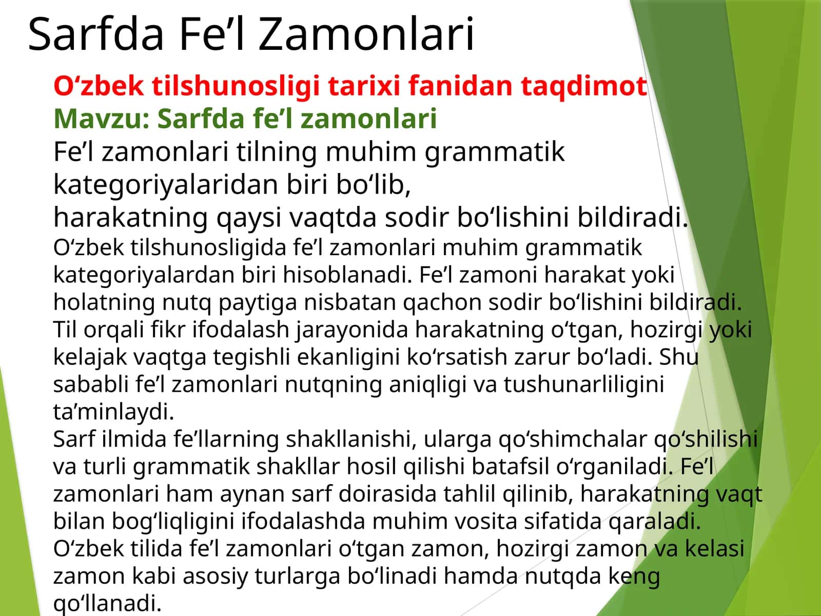 Sarfda fe’l zamonlari 1