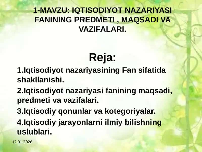 IQTISODIYOT NAZARIYASI 1